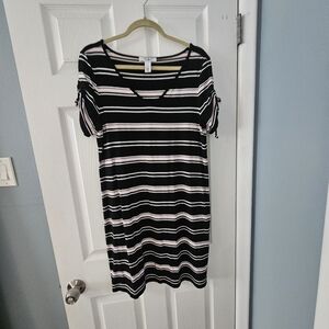 White House Black Market Pink /white stripe dress